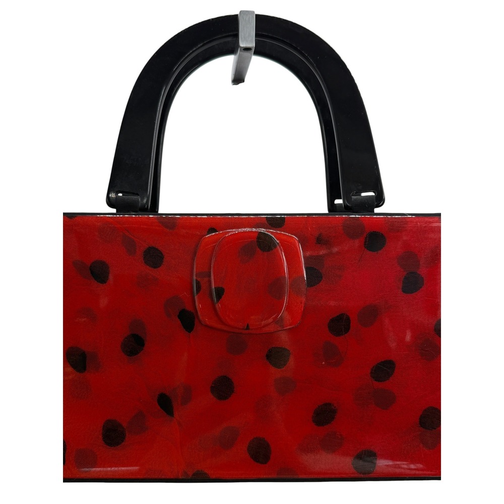 Angela Frascone Resin Ladybug Handbag Womens Red Black Vintage Lacquered Satchel
